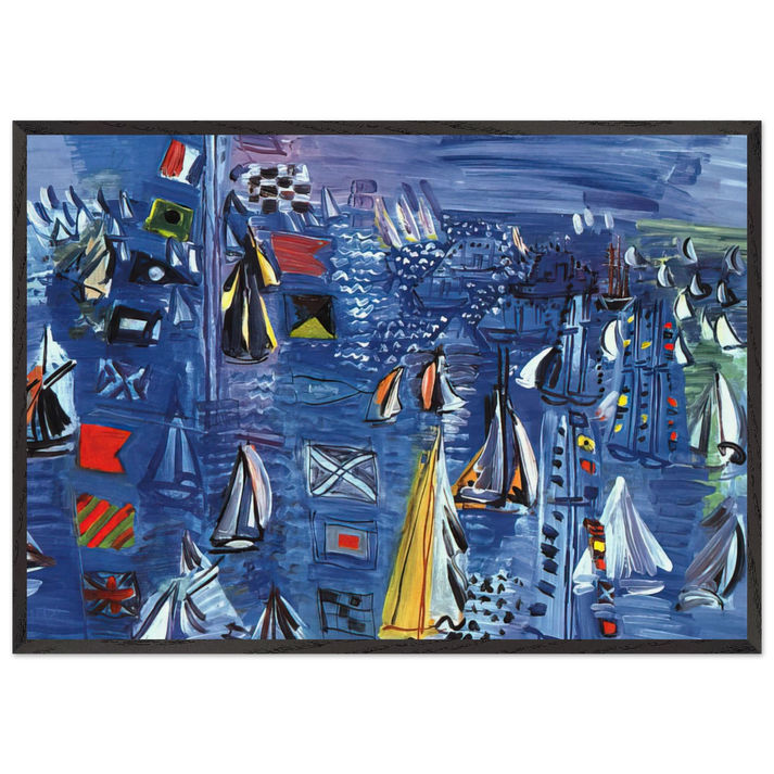 REGATTA AT COWES 1934 - Raoul Dufy 70x100 cm / 28x40 inches Framed Art Print – Black Wooden Frame