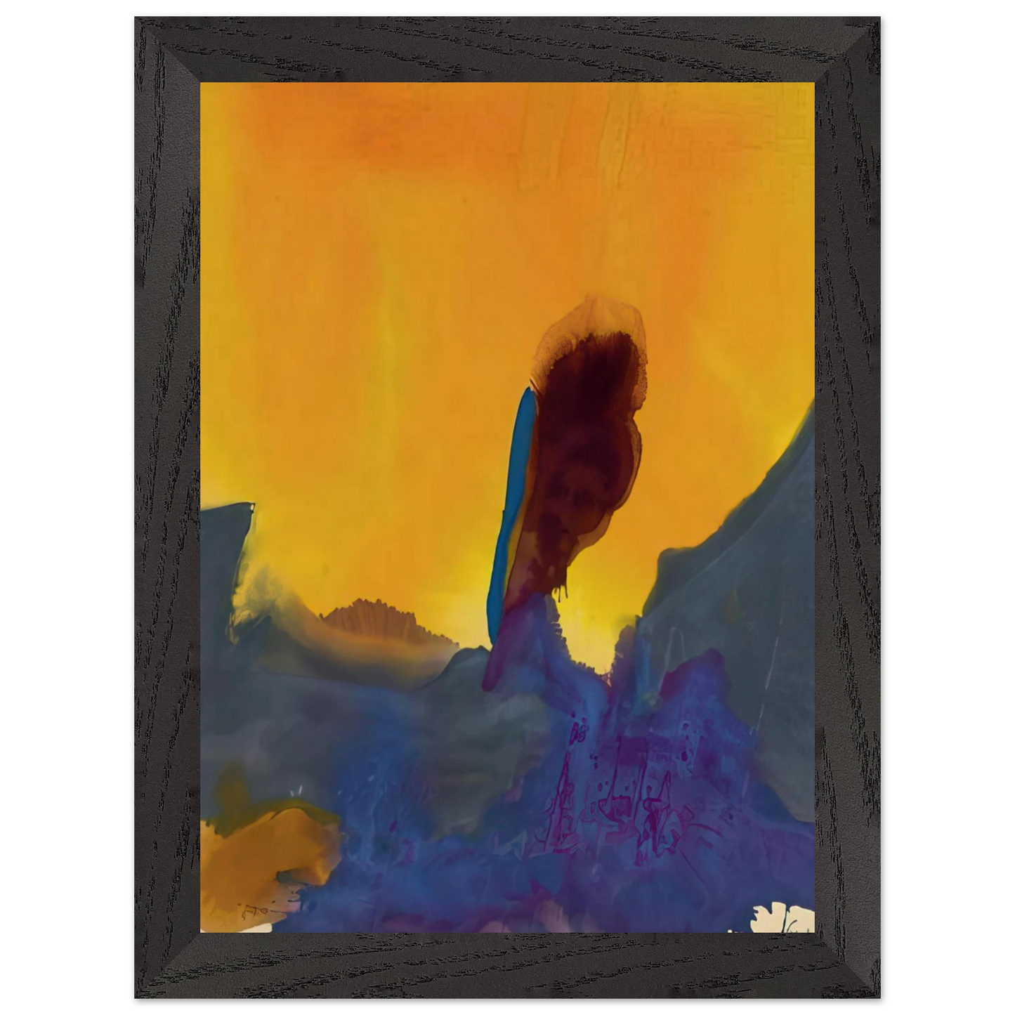 Helen Frankenthaler - Glow II - 1968 Wall art - 15x20 cm / 6x8 inches - Premium Wooden Framed Poster With Fine Art Paper - Black frame