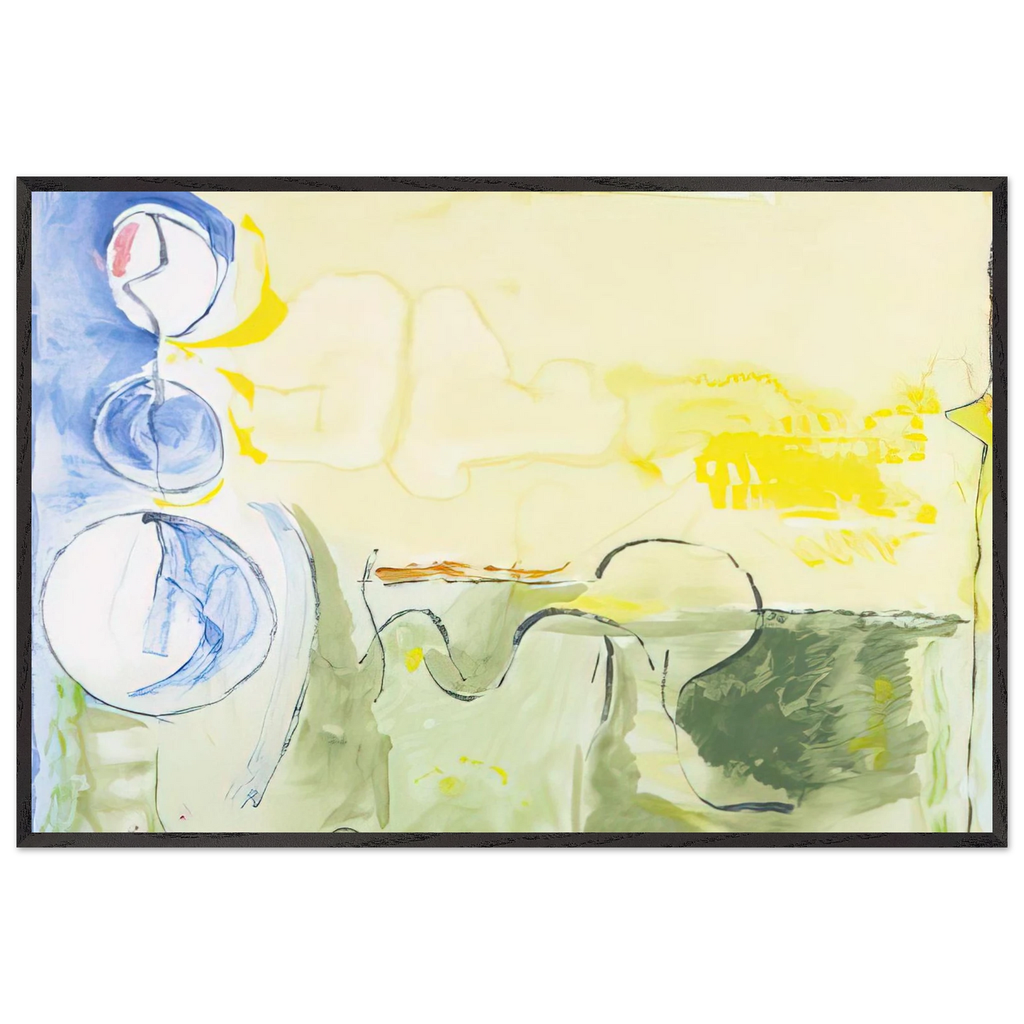 Helen Frankenthaler - Flotilla - 2006 Wall art - 30x30 cm / 12x12 inches - Premium Wooden Framed Poster With Fine Art Paper - Black frame