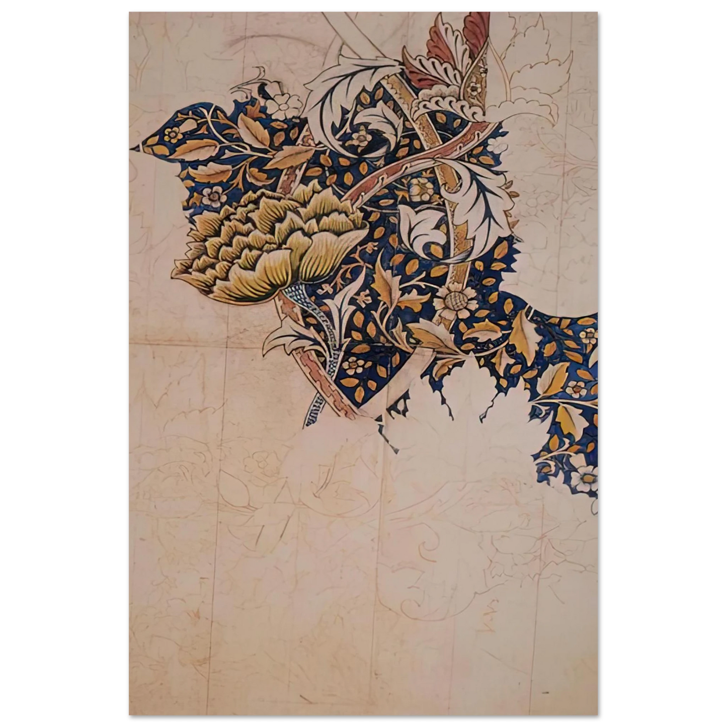 William Morris - DESIGN FOR WINDRUSH PRINTED TEXTILE 1883 Fine Art Poster - 75x100 cm / 30x40 inches