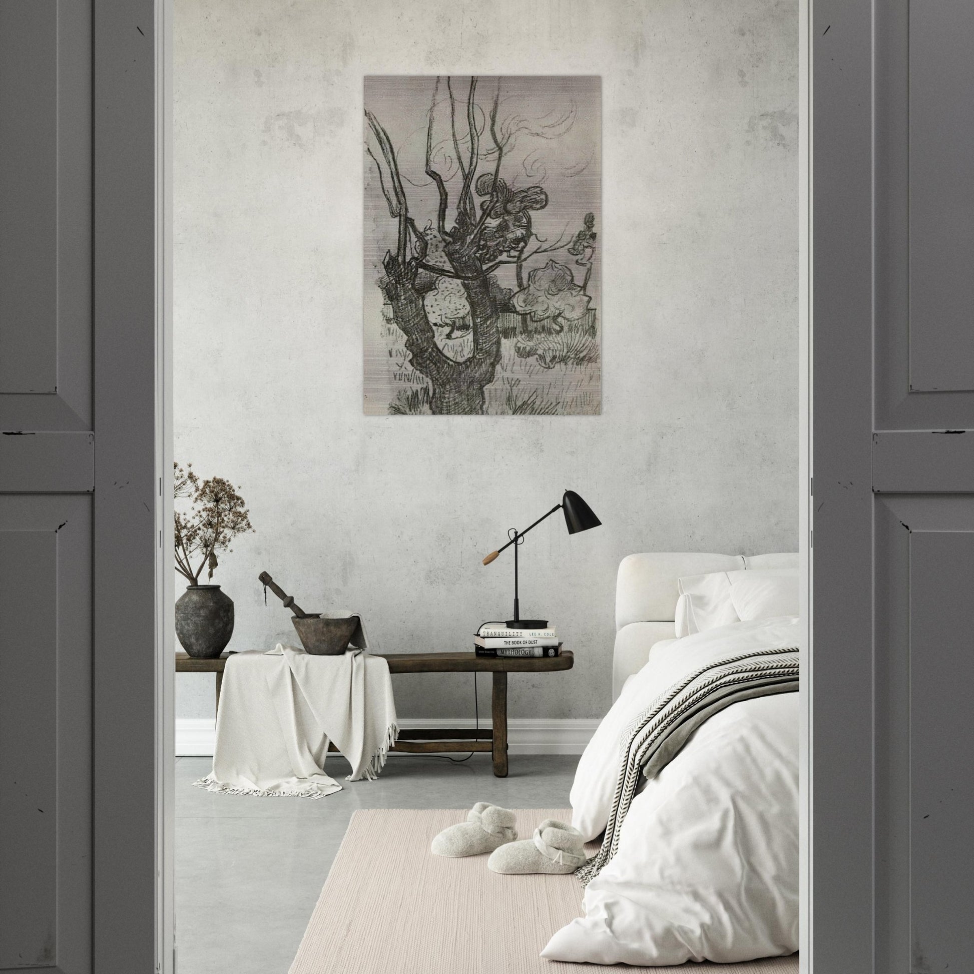 A Bare Treetop in the Garden of the Asylum - Vincent van Gogh Brushed Aluminum Print - 70x100 cm / 28x40 inches | Vincent van Gogh Aluminum Print | Vincent van Gogh Prints