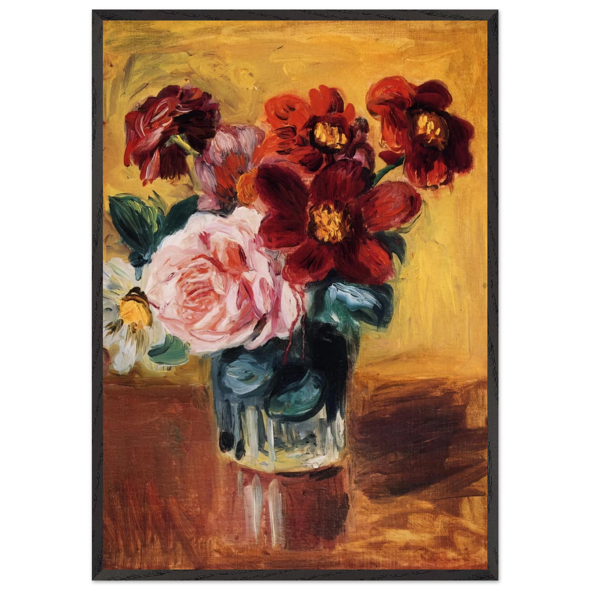 FLOWERS IN A VASE N4 - Pierre-Auguste Renoir Framed Art Print – Black Wooden Frame - Default Title - -Framed Art Print