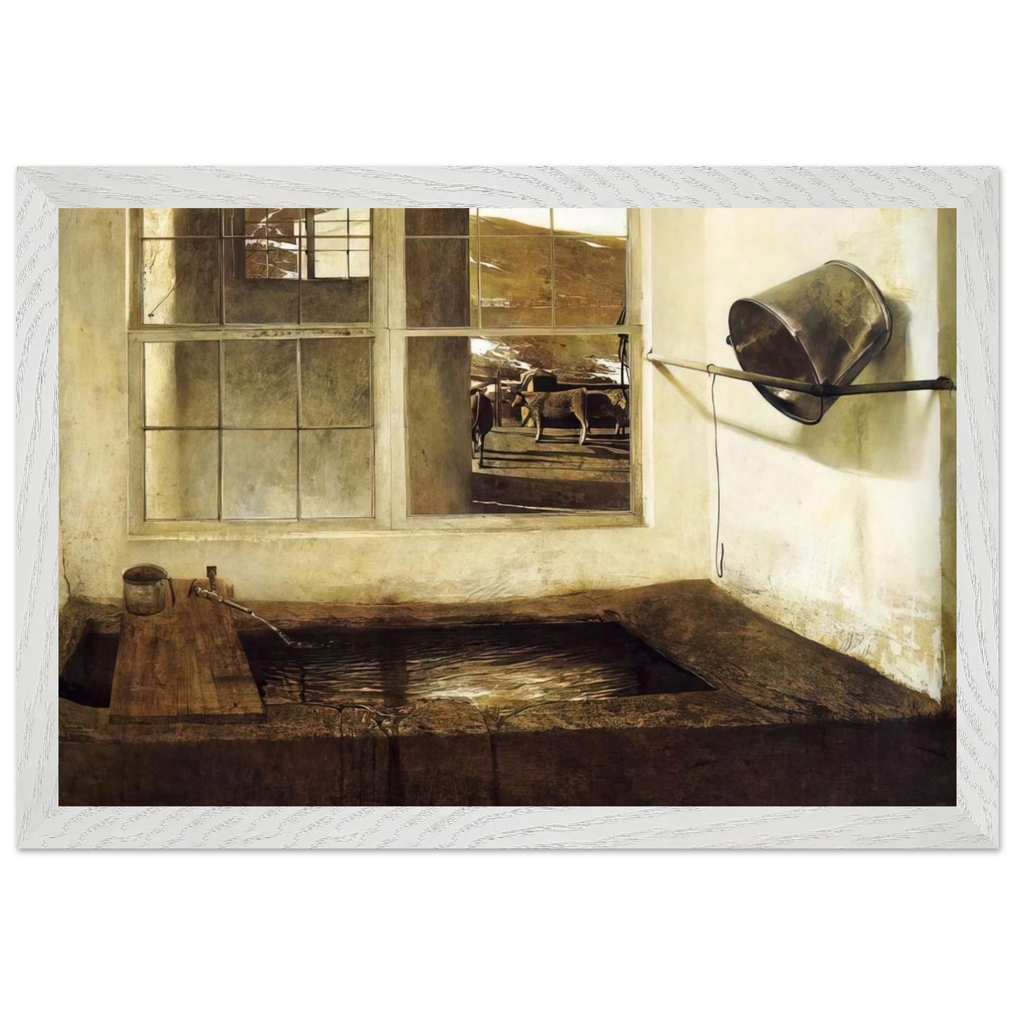 Andrew Wyeth - SPRING FED Wall Art - 21x29.7 cm / 8x12" - Premium Wooden Framed Poster With Fine Art Paper - White frame