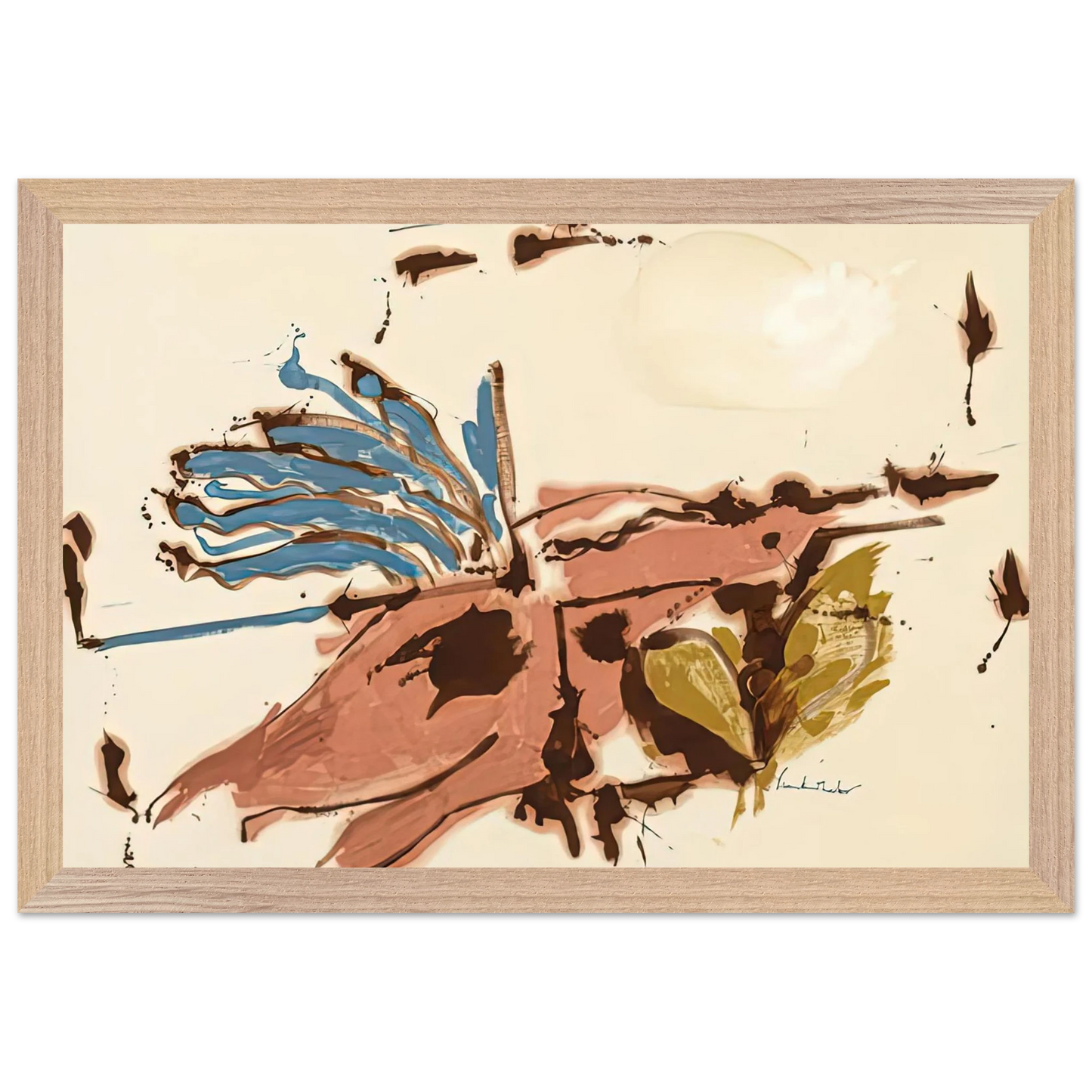 Helen Frankenthaler - Pink Bird Figure I, 1961- Wall Art - 60x80 cm / 24x32 inches - Premium Wooden Framed Poster With Fine Art Paper - Wood frame