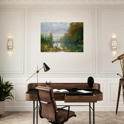 The Banks of The Seine in Autumn - claude monet Brushed Aluminum Print - 70x100 cm / 28x40 inches | claude monet Aluminum Print | claude monet Prints