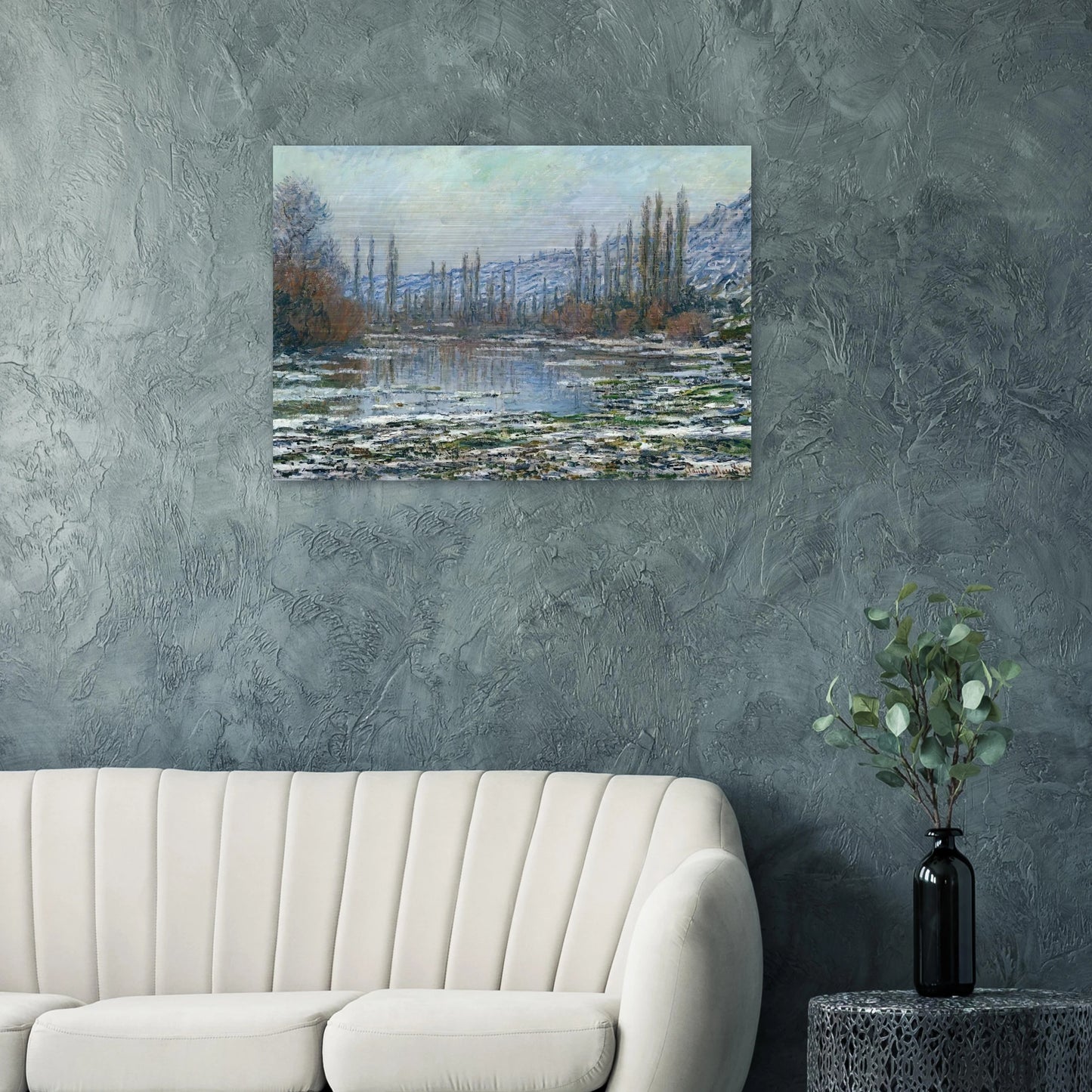 The Thaw at Vetheuil - claude monet Brushed Aluminum Print - 70x100 cm / 28x40 inches | claude monet Aluminum Print | claude monet Prints