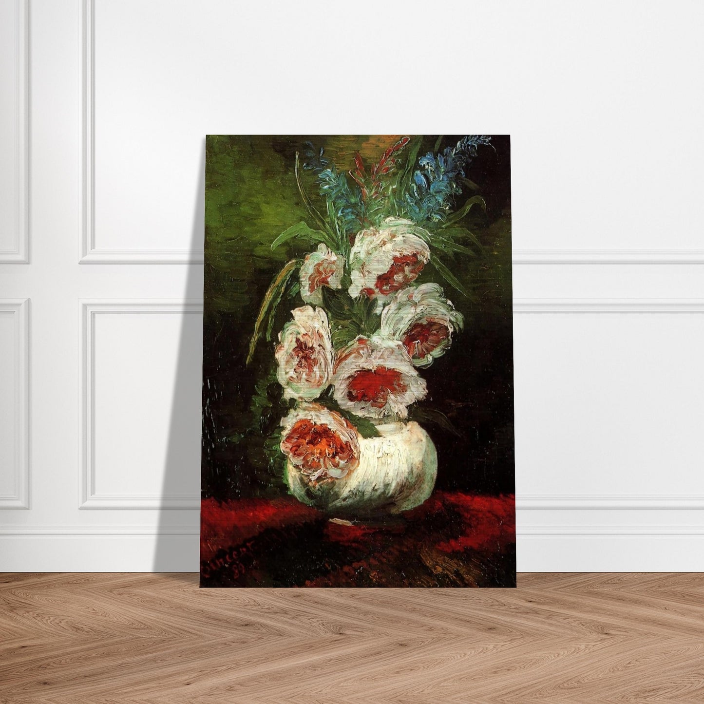 Vase with Peonies - Vincent van Gogh Brushed Aluminum Print - 70x100 cm / 28x40 inches | Vincent van Gogh Aluminum Print | Vincent van Gogh Prints