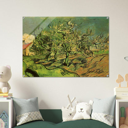 Landscape with Three Trees and a House - Vincent van Gogh Acrylic Print - 70x100 cm / 28x40″ inches | Vincent van Gogh Wall Art | Vincent van Gogh Prints