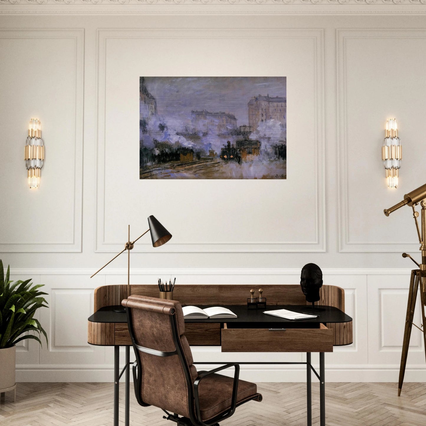 Saint-Lazare Station, Arrival of a Train - claude monet Brushed Aluminum Print - 70x100 cm / 28x40 inches | claude monet Aluminum Print | claude monet Prints
