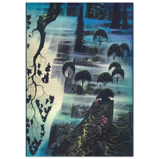 Surf Wind and Fog - Eyvind Earle Brushed Aluminum Print - 70x100 cm / 28x40 inches | Eyvind Earle Aluminum Print | Eyvind Earle Prints