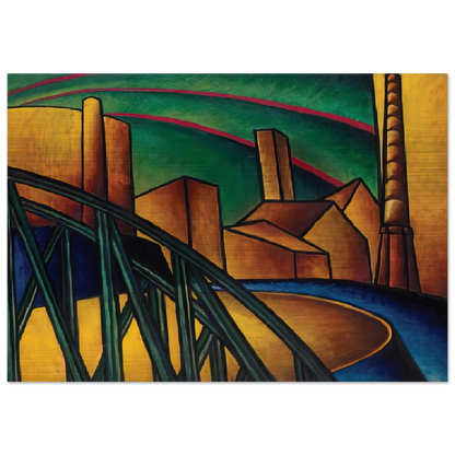 Landscape with Bridge at Óbuda Hajógyár - Laszlo Moholy-Nagy Brushed Aluminum Print - 70x100 cm / 28x40 inches | Laszlo Moholy-Nagy Aluminum Print | Laszlo Moholy-Nagy Prints