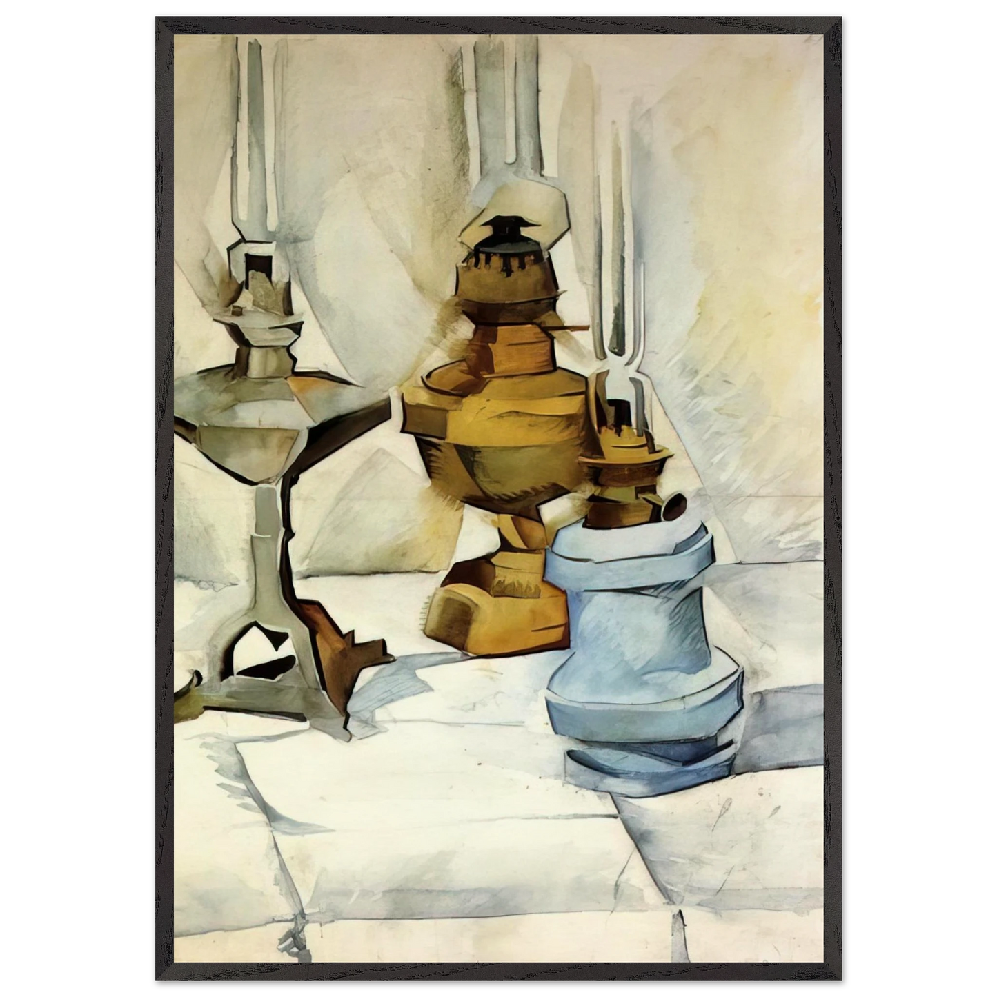 THREE LAMPS 1911 - Juan Gris Framed Art Print – Black Wooden Frame - Default Title - -Framed Art Print