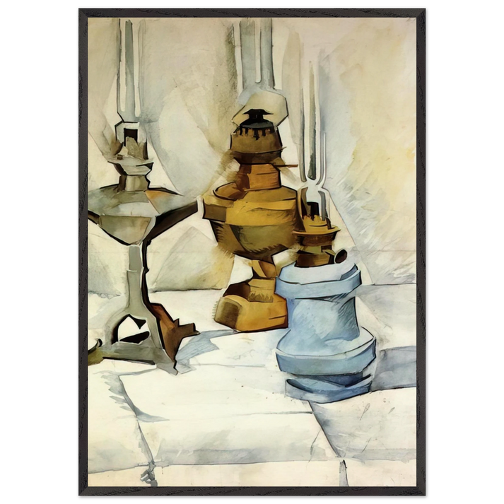THREE LAMPS 1911 - Juan Gris 70x100 cm / 28x40 inches Framed Art Print – Black Wooden Frame