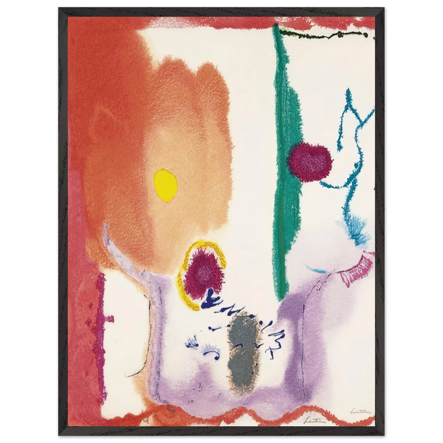 Helen Frankenthaler - Beginnings - 2002 Wall art - 13x18 cm / 5x7 inches - Premium Wooden Framed Poster With Fine Art Paper - White frame