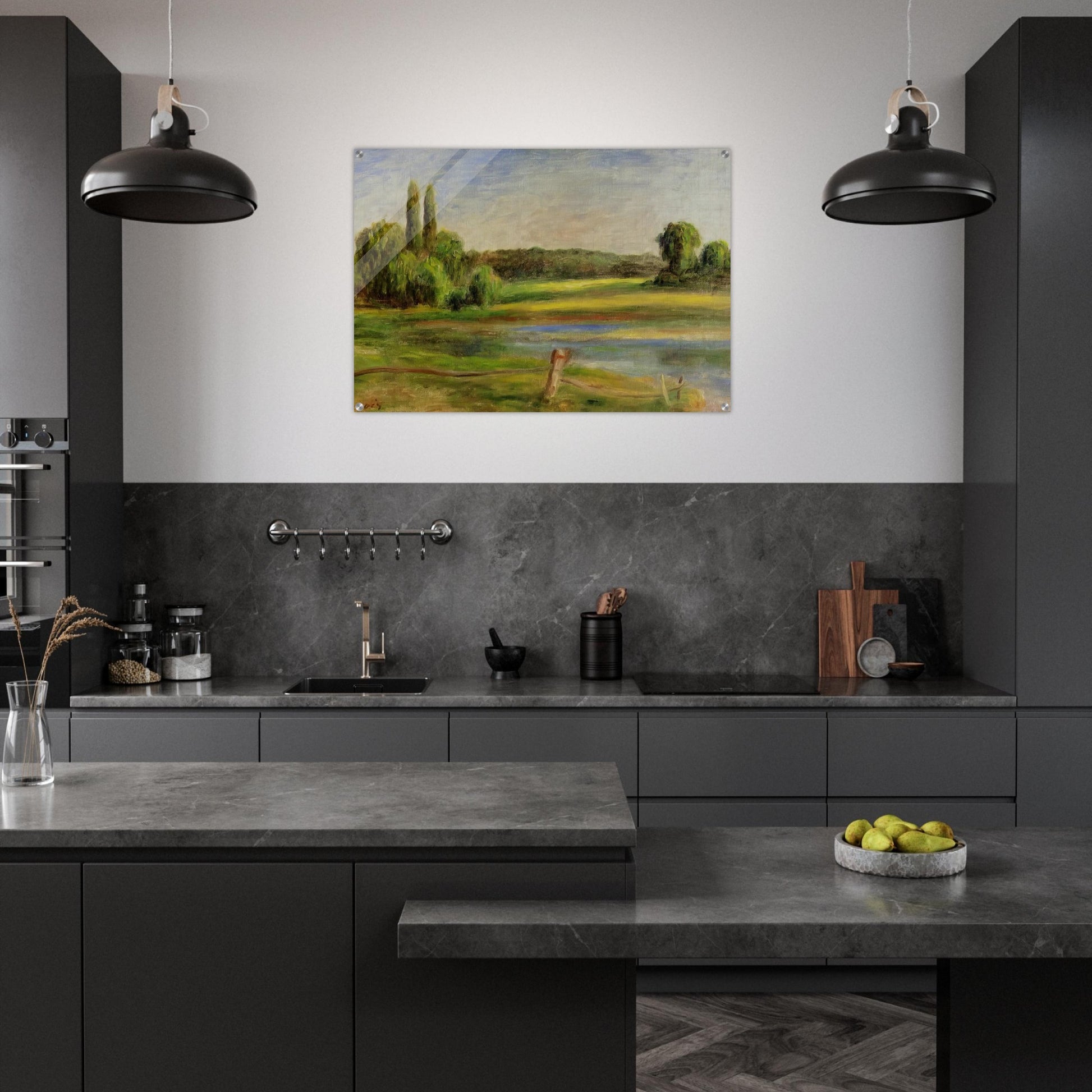 Landscape with Fence - Pierre-Auguste Renoir Acrylic Print - 70x100 cm / 28x40″ inches