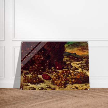 STILL LIFE WITH ROCKY LANDSCAPE 1942 - Giorgio de Chirico Acrylic Print - 70x100 cm / 28x40″ inches | Giorgio de Chirico Wall Art | Giorgio de Chirico Prints