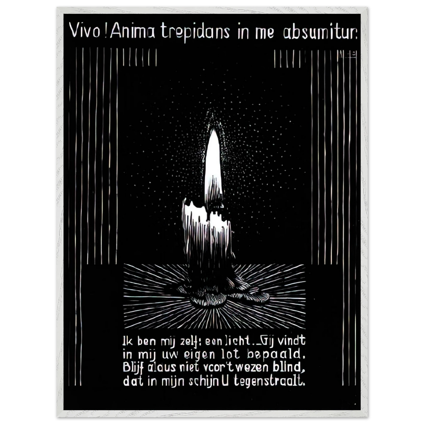 MC Escher - EMBLEMATA CANDLE FLAME Wall Art - 30x40 cm / 12x16 inches - Premium Wooden Framed Poster With Fine Art Paper - Black frame