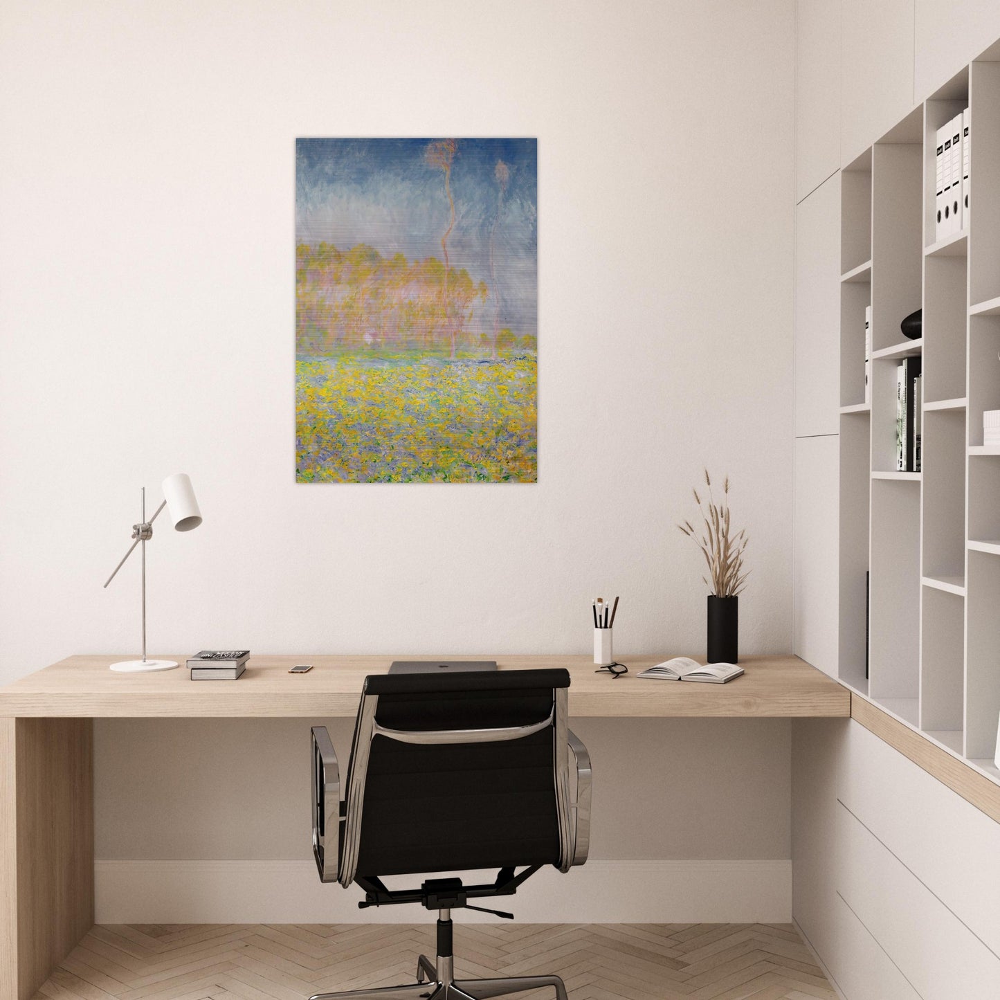 Springtime Landscape - claude monet Brushed Aluminum Print - 70x100 cm / 28x40 inches | claude monet Aluminum Print | claude monet Prints