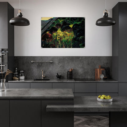 Autumn Fields - Eyvind Earle Acrylic Print - 70x100 cm / 28x40″ inches | Eyvind Earle Wall Art | Eyvind Earle Prints