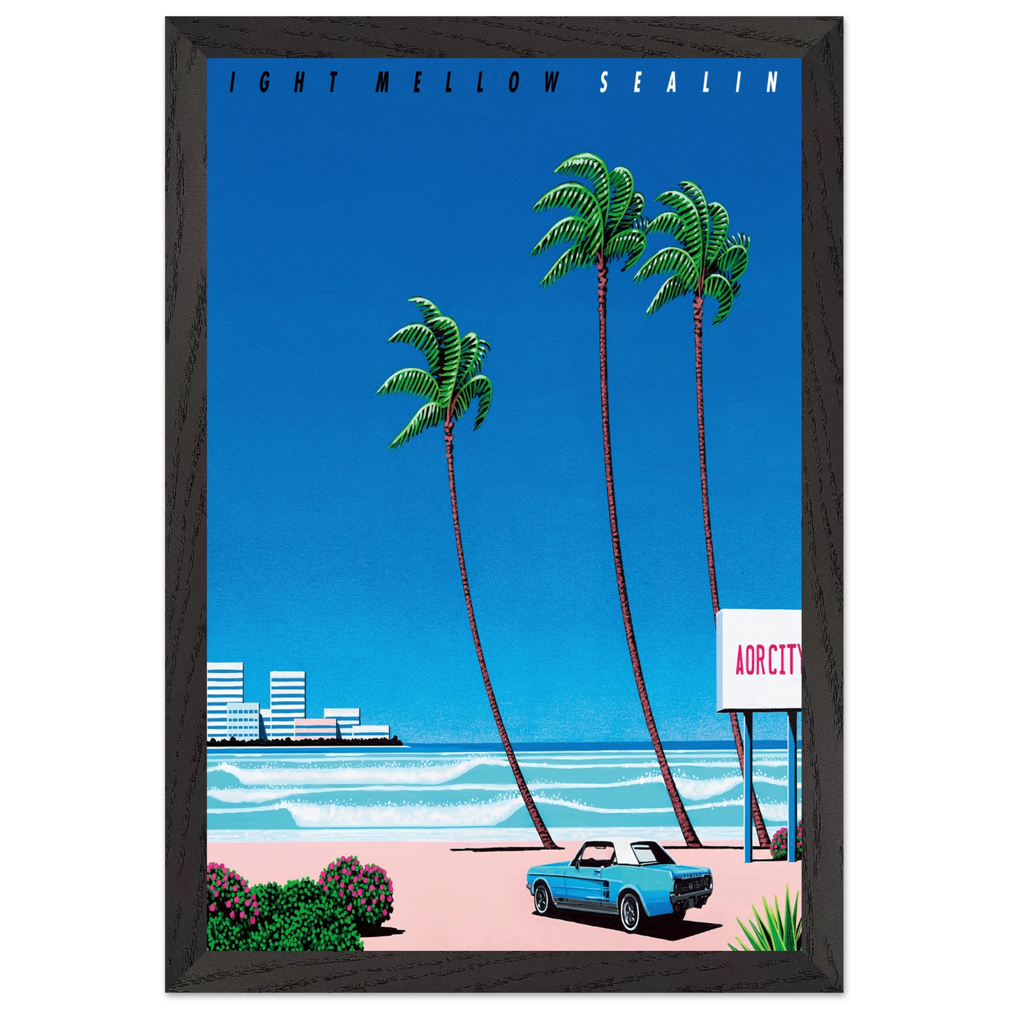Hiroshi Nagai - Light Mellow Sealine Wall Art - 60x80 cm / 24x32 inches - Premium Wooden Framed Poster With Fine Art Paper - White frame