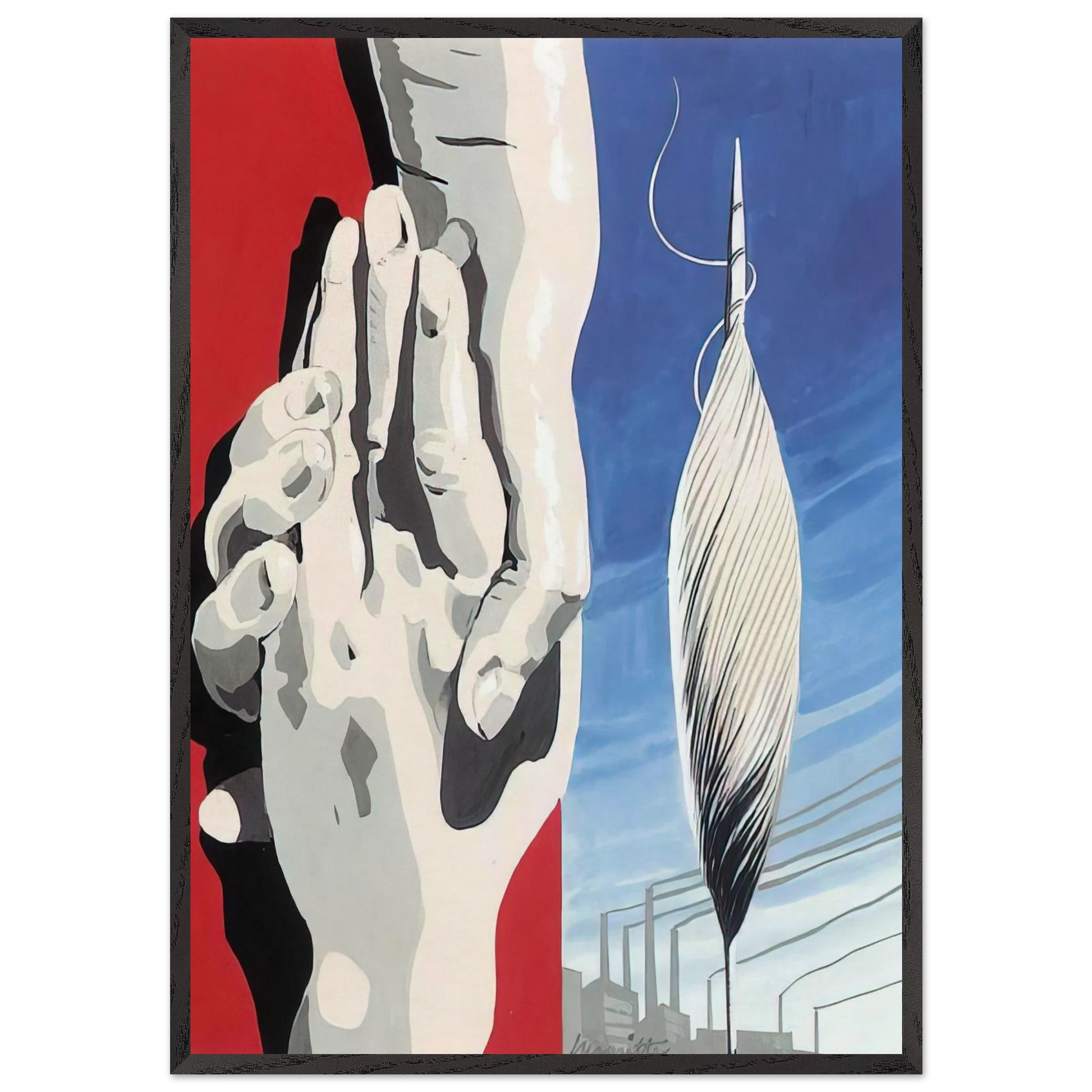 PROJECT OF POSTER THE CENTER OF TEXTILE WORKERS IN BELGIUM 1938 1 - Rene Magritte Framed Art Print – Black Wooden Frame - Default Title - -Framed Art Print