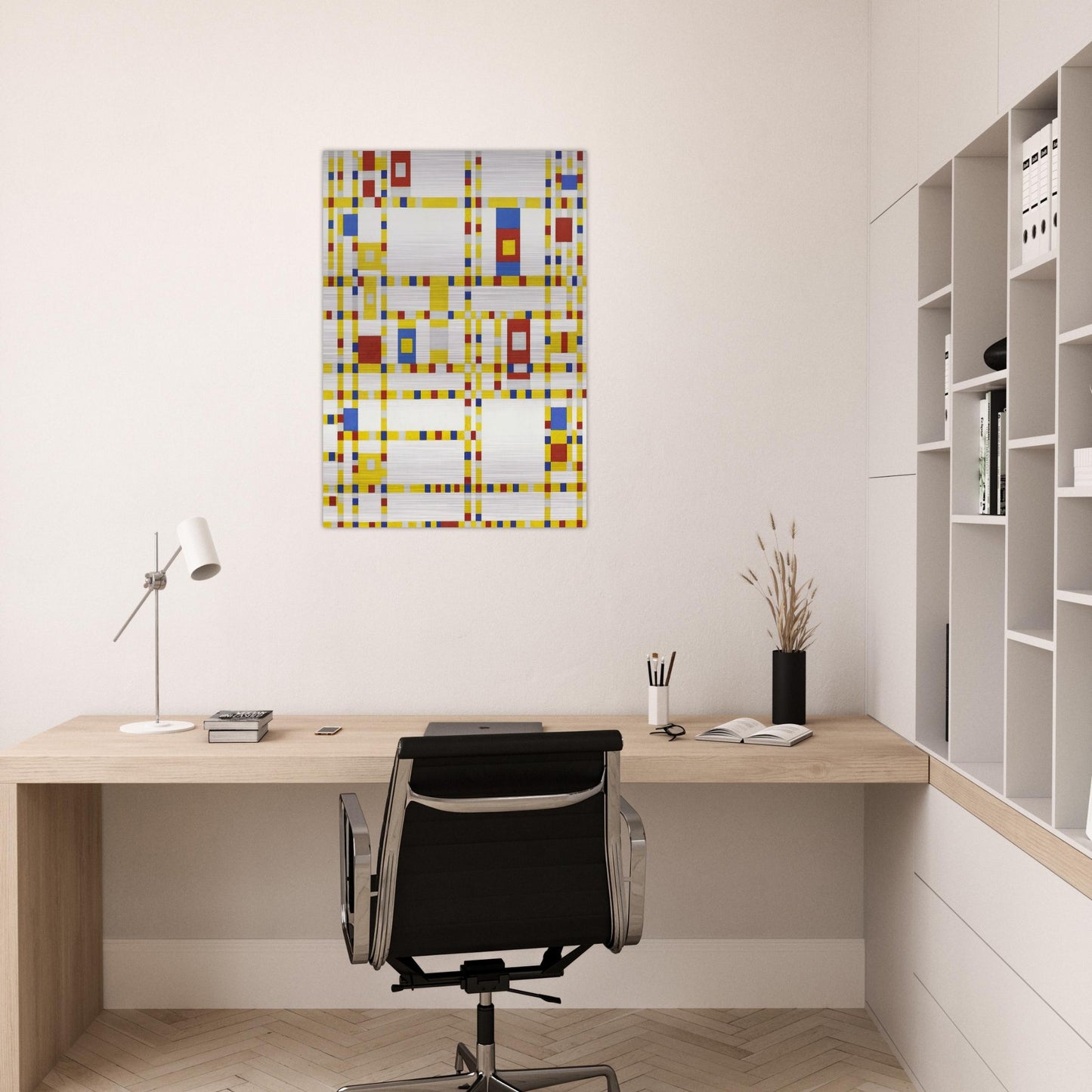 Broadway Boogie Woogie - Piet Mondrian Brushed Aluminum Print - 70x100 cm / 28x40 inches | Piet Mondrian Aluminum Print | Piet Mondrian Prints