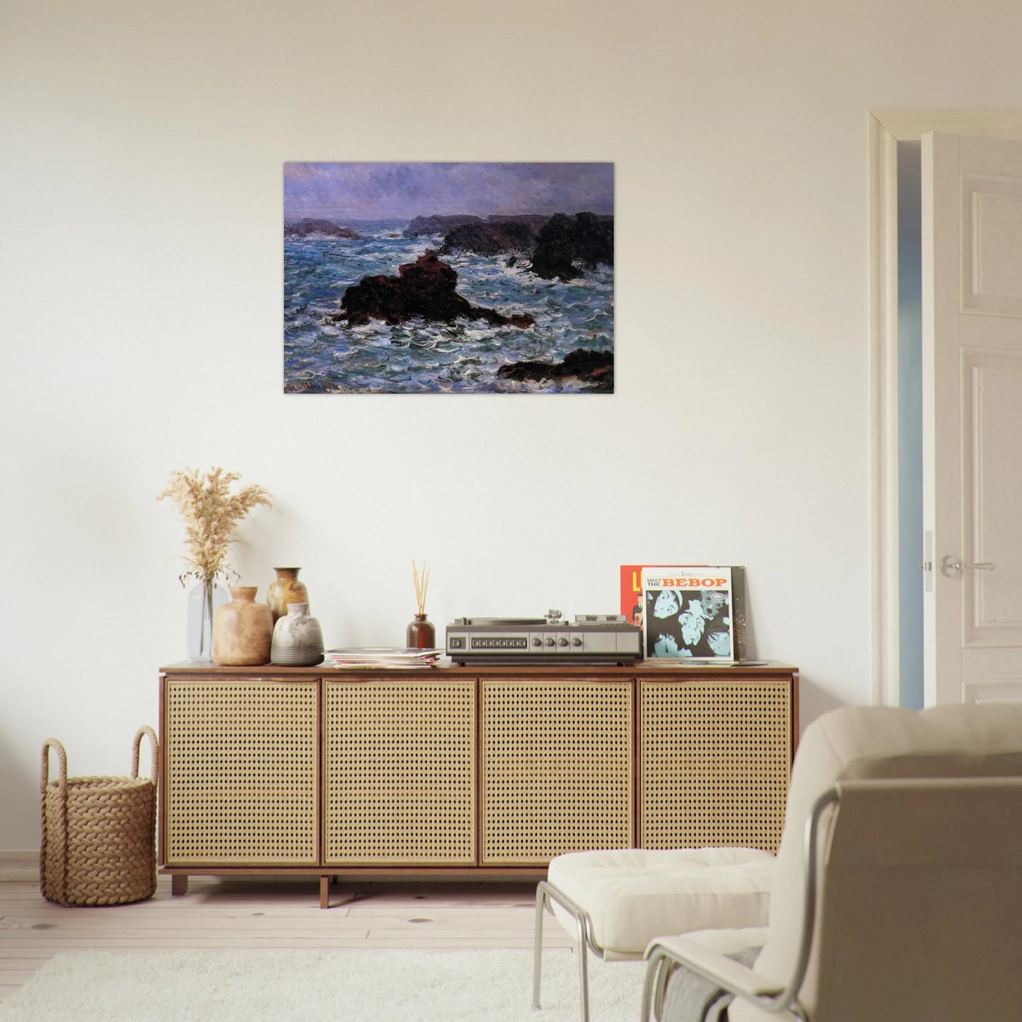 Belle-Ile, Rain Effect - claude monet Brushed Aluminum Print - 70x100 cm / 28x40 inches | claude monet Aluminum Print | claude monet Prints
