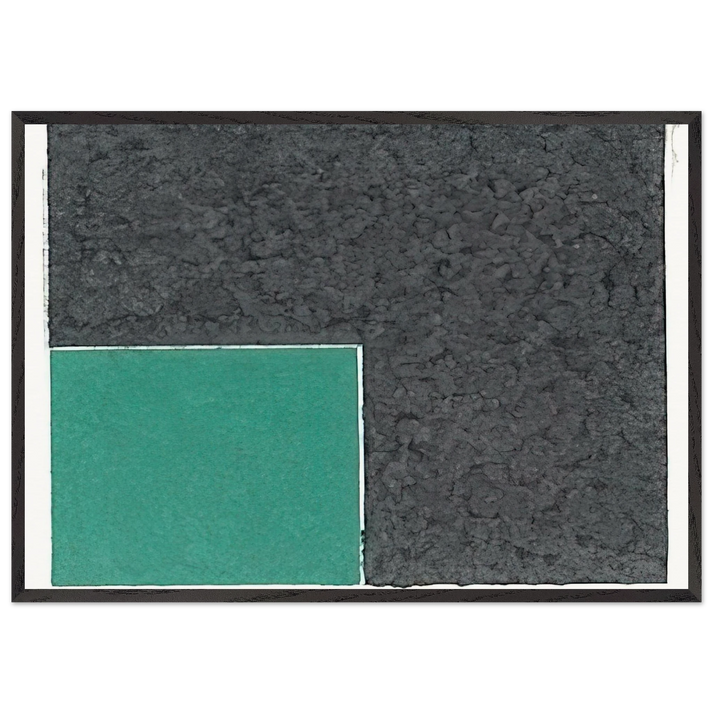 Colored Paper Image XVIII  Green Square with Grey  - Ellsworth Kelly 70x100 cm / 28x40 inches Framed Art Print – Black Wooden Frame