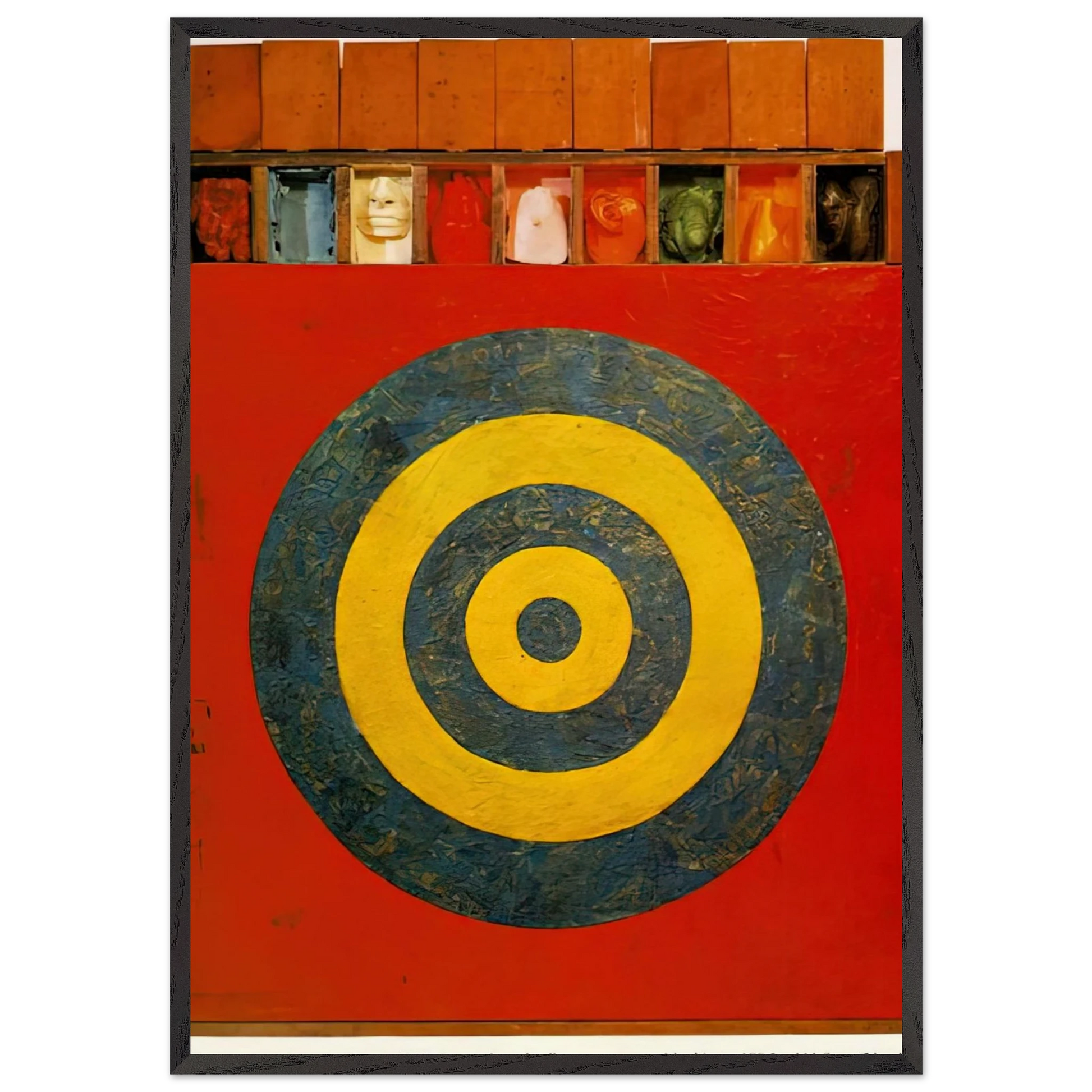 TARGET WITH PLASTER CASTS 1955 - Jasper Johns Framed Art Print – Black Wooden Frame - Default Title - -Framed Art Print