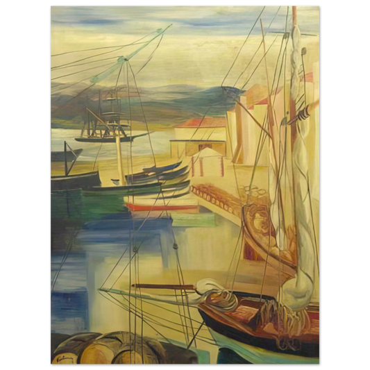 Moise Kisling - SHIPS MOORED ALONG THE DOCKS Fine Art Poster - Default Title