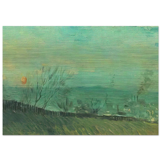 Factories Seen from a Hillside in Moonlight - Vincent van Gogh Brushed Aluminum Print - 70x100 cm / 28x40 inches | Vincent van Gogh Aluminum Print | Vincent van Gogh Prints