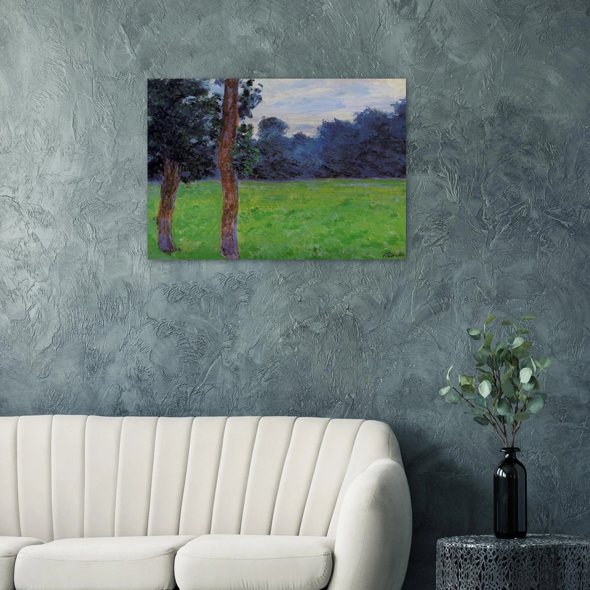 Two Trees in a Meadow - claude monet Brushed Aluminum Print - 70x100 cm / 28x40 inches | claude monet Aluminum Print | claude monet Prints