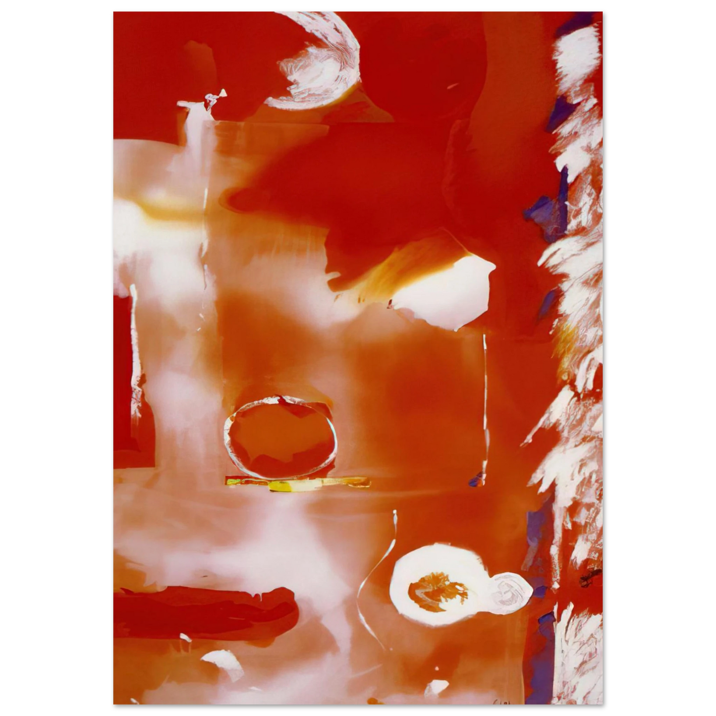 Helen Frankenthaler - Seeing the Moon on a Hot Summer Day - 1987 Wall art - A1 (59.4 x 84.1  cm) - Premium Wooden Framed Poster With Fine Art Paper - Wood frame