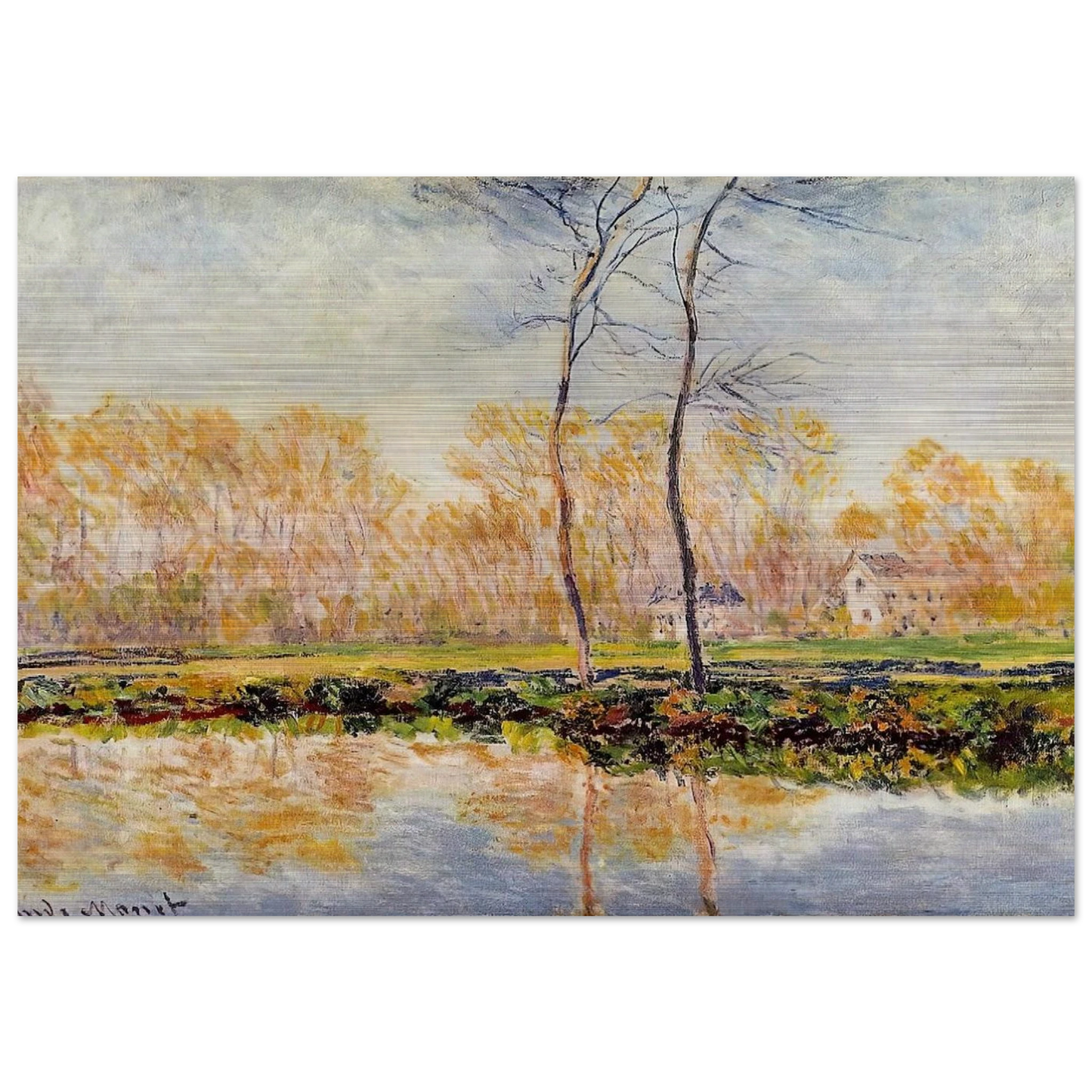 The Banks of the River Epte at Giverny - claude monet Brushed Aluminum Print - 70x100 cm / 28x40 inches | claude monet Aluminum Print | claude monet Prints