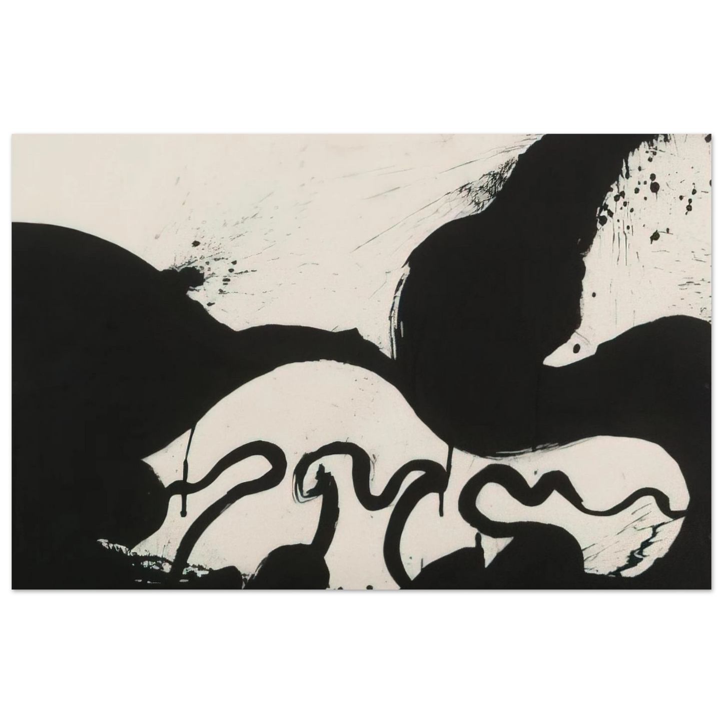 Helen Frankenthaler - Untitled - 1973 Wall art - 28x43  cm / XL (11x17 inches) - Premium Wooden Framed Poster With Fine Art Paper - Black frame