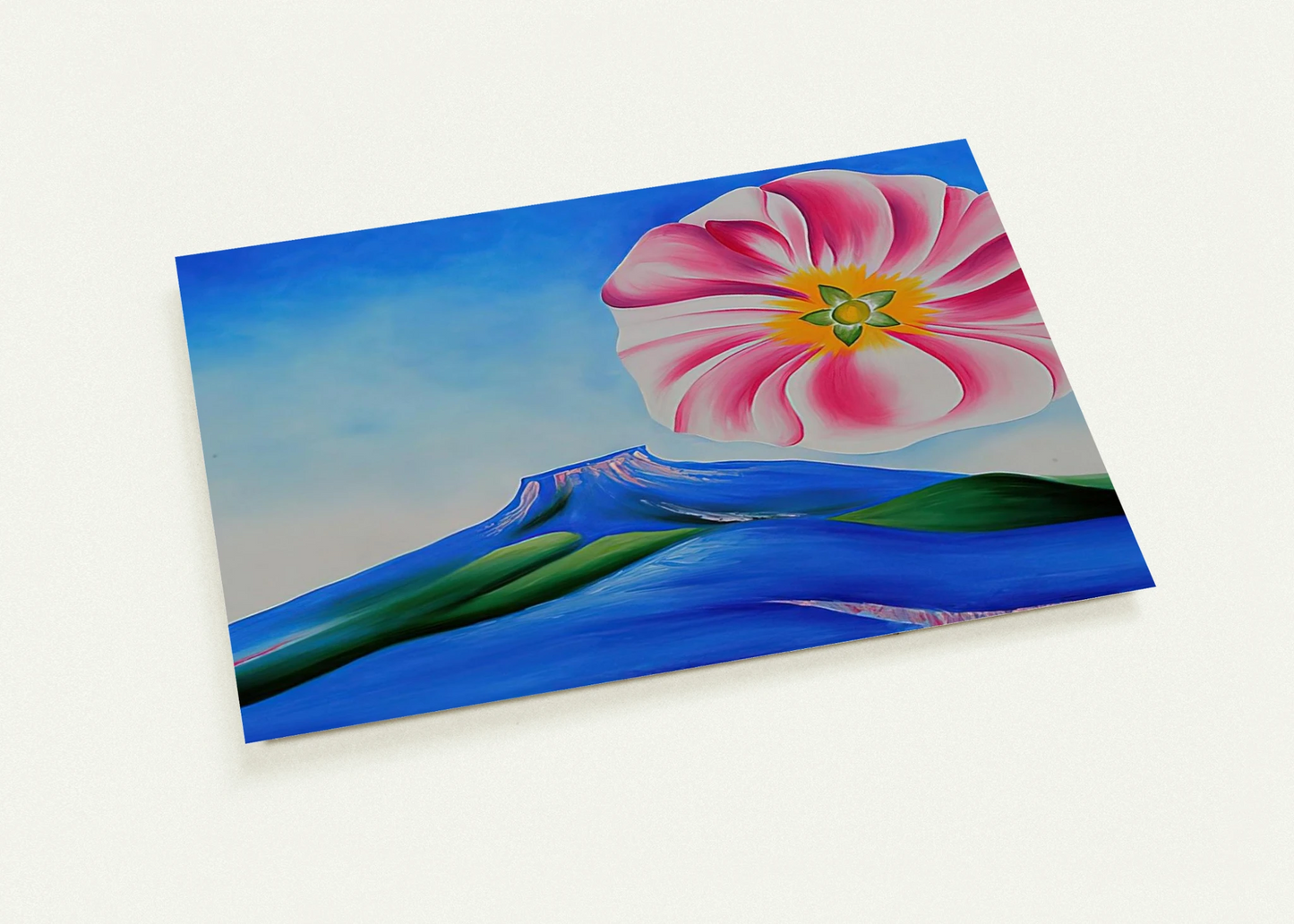 Hollyhock Pink with Pedernal By Georgia O'Keeffe Pack of 10 Post Cards | Georgia O'Keeffe Post Cards | A6 (10.5 x 14.8 cm) - 4.1 x 5.8 inches
