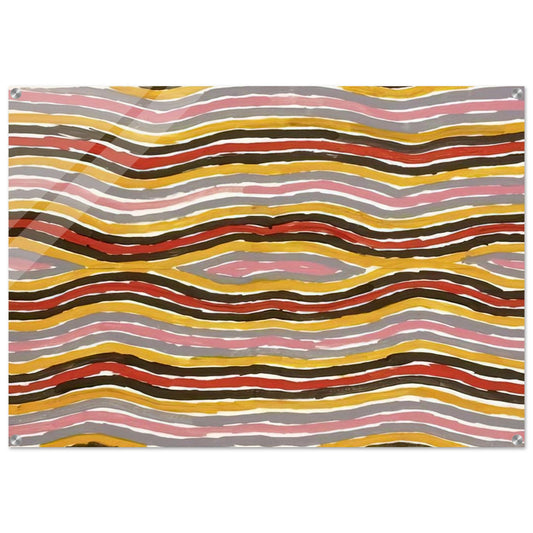 Floor Paint Lake Napperby - 2001 - Clifford Possum Tjapaltjarri Acrylic Print - 70x100 cm / 28x40″ inches | Clifford Possum Tjapaltjarri Wall Art | Clifford Possum Tjapaltjarri Prints