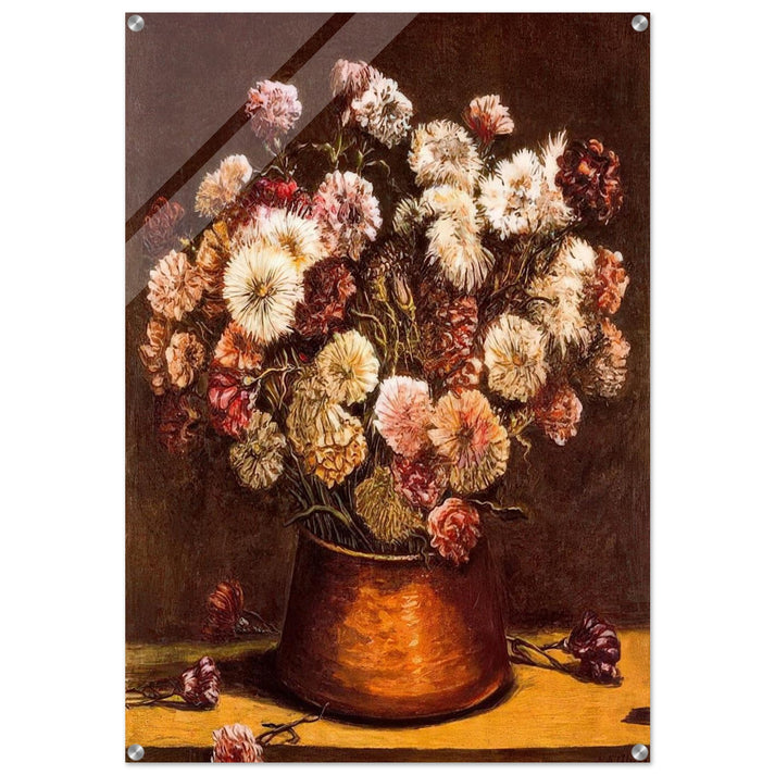 STILL LIFE WITH FLOWERS IN COPPER BOWL - Giorgio de Chirico Acrylic Print - 70x100 cm / 28x40″ inches | Giorgio de Chirico Wall Art | Giorgio de Chirico Prints