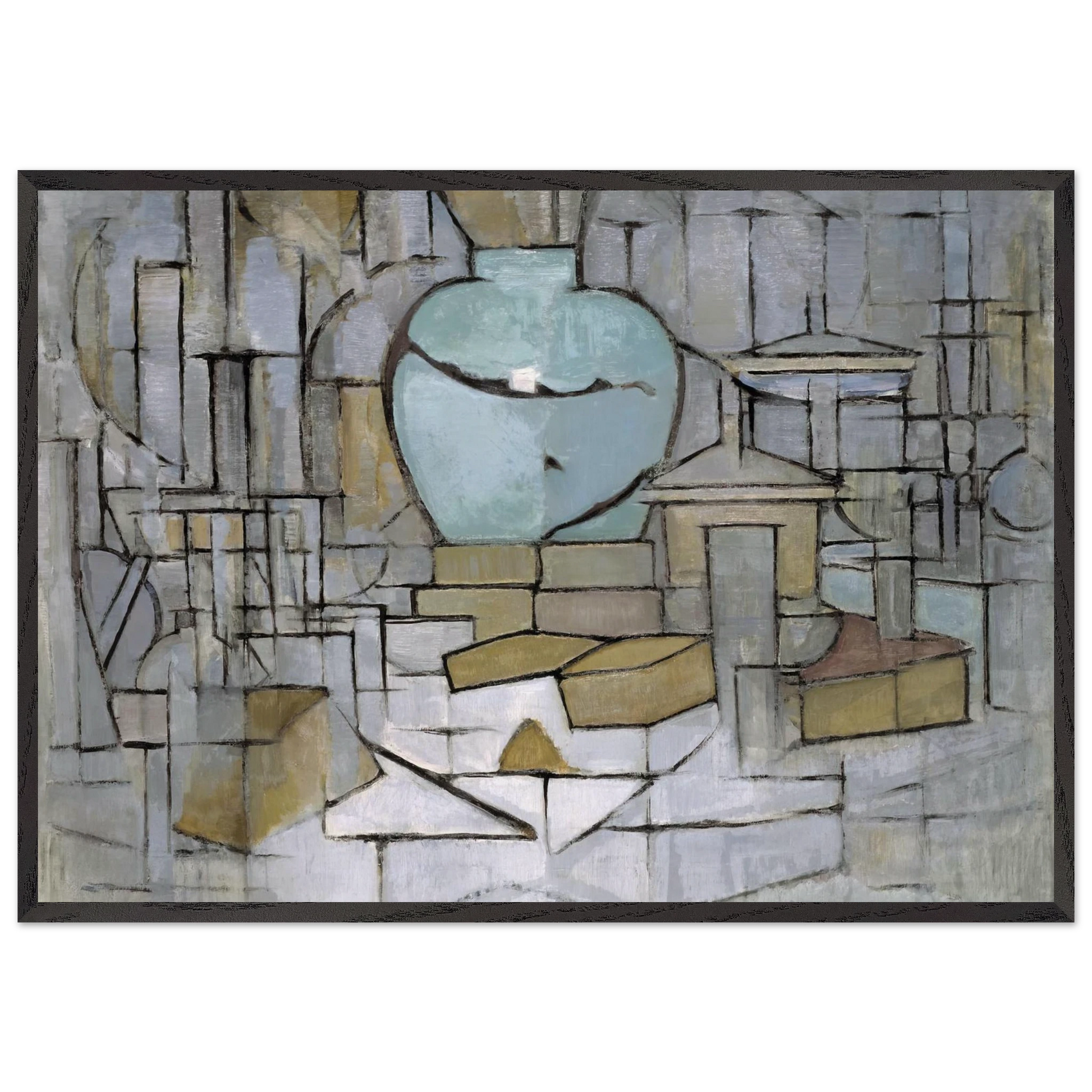 Still Life with Gingerpot 2 - Piet Mondrian Framed Art Print – Black Wooden Frame - Default Title - -Framed Art Print