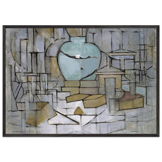 Still Life with Gingerpot 2 - Piet Mondrian Framed Art Print – Black Wooden Frame - Default Title - -Framed Art Print