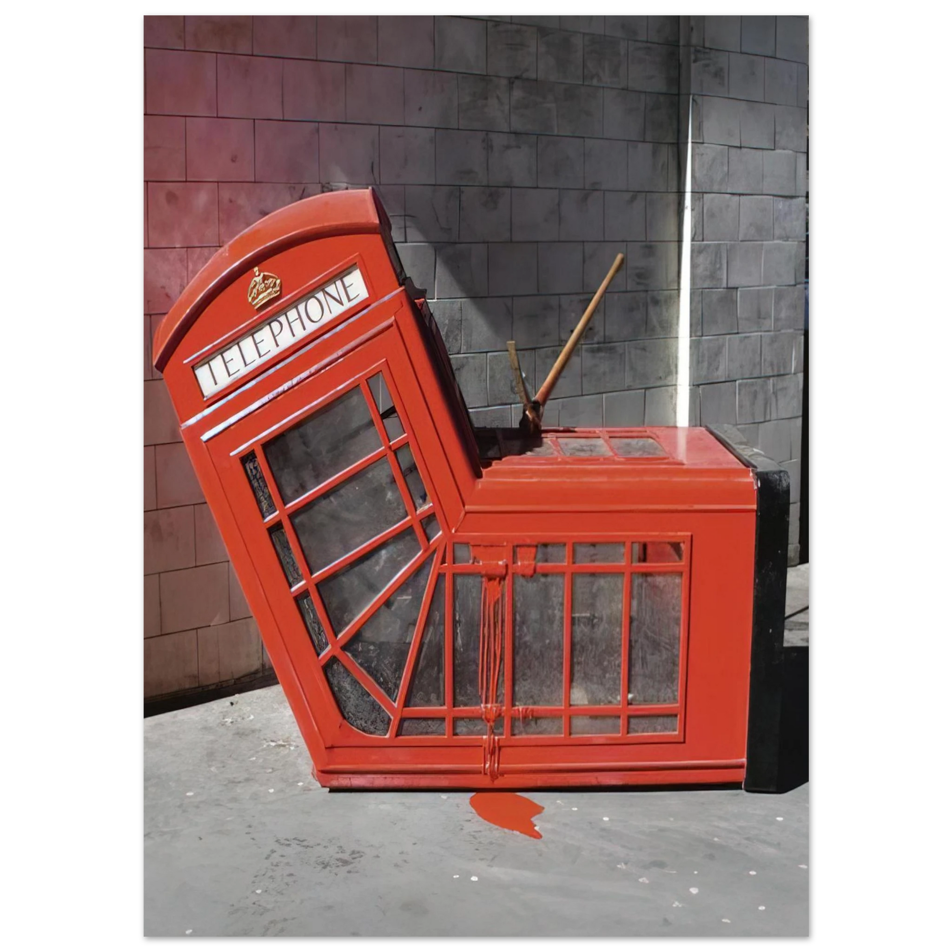 Banksy - VANDALISED PHONE BOX 2005 Fine Art Poster - 75x100 cm / 30x40 inches
