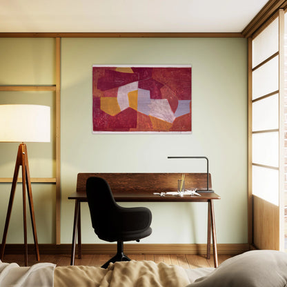 Composition carmin, brune, jaune et grise - 1956 - Serge Poliakoff Brushed Aluminum Print - 70x100 cm / 28x40 inches | Serge Poliakoff Aluminum Print | Serge Poliakoff Prints