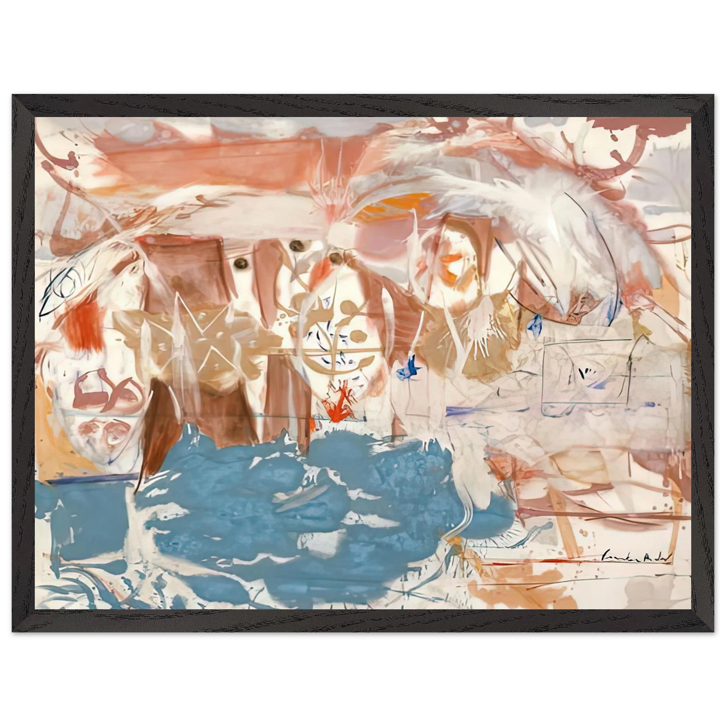 Helen Frankenthaler - Dawn After the Storm, 1957- Wall Art - 30x40 cm / 12x16 inches - Premium Wooden Framed Poster With Fine Art Paper - White frame