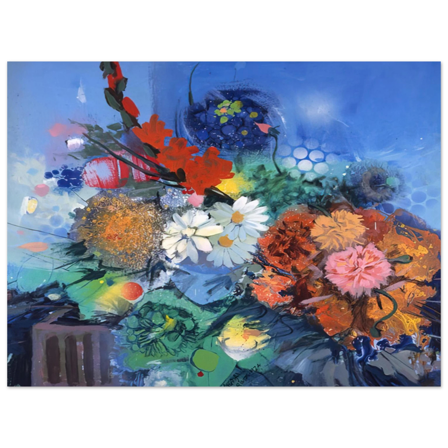 Gebre Kristos Desta - Flowers No. 2 - 1974 Fine Art Poster - Default Title