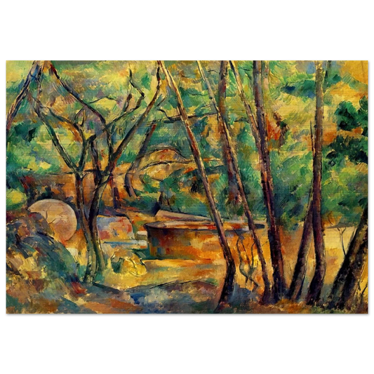 Millstone and Cistern Under Trees - Paul Cézanne Brushed Aluminum Print - 70x100 cm / 28x40 inches | Paul Cézanne Aluminum Print | Paul Cézanne Prints