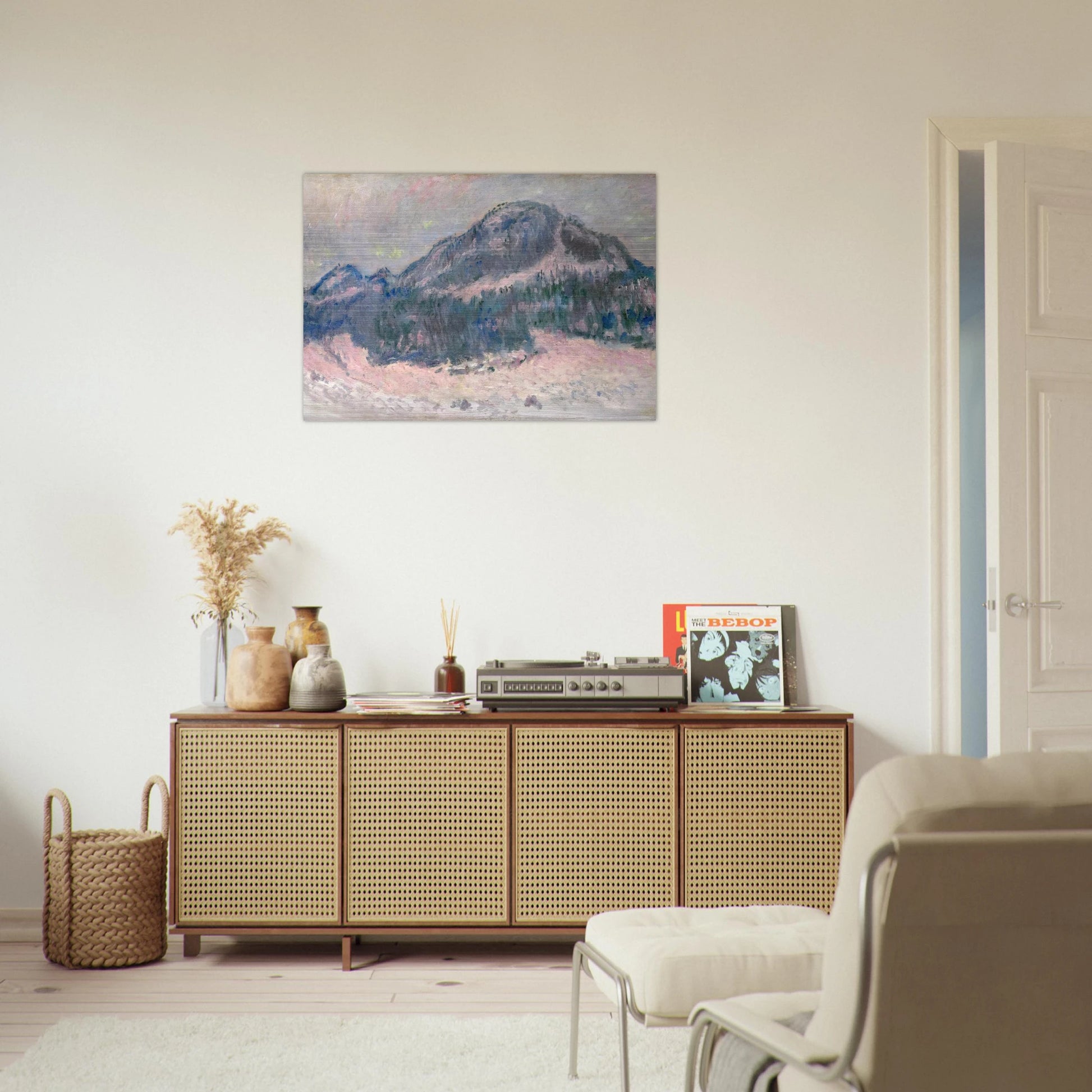 Mount Kolsaas, Rose Reflection - claude monet Brushed Aluminum Print - 70x100 cm / 28x40 inches | claude monet Aluminum Print | claude monet Prints