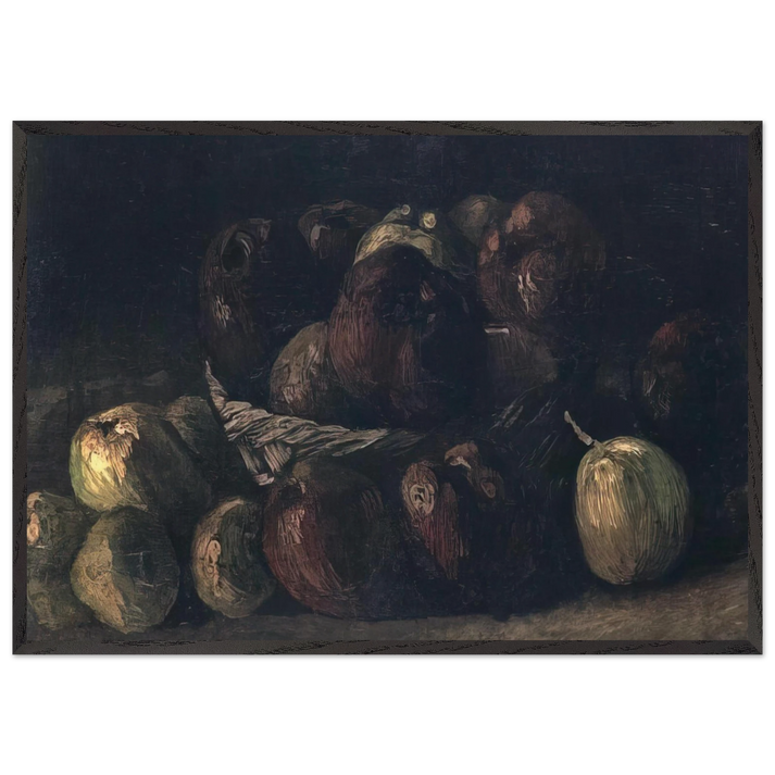 Still life with a basket of apples - Vincent van Gogh 70x100 cm / 28x40 inches Framed Art Print – Black Wooden Frame