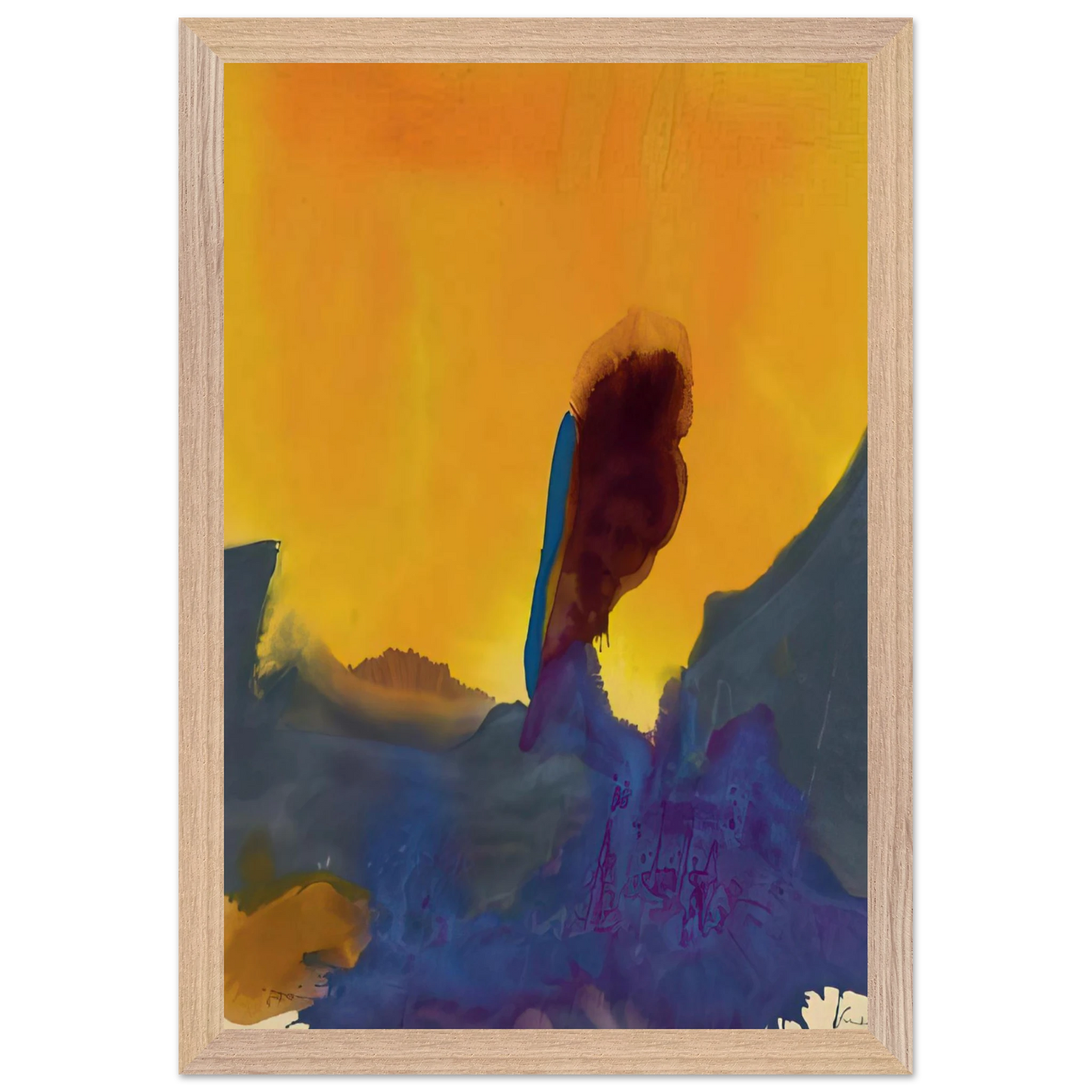 Helen Frankenthaler - Glow II - 1968 Wall art - 40x50 cm / 16x20 inches - Premium Wooden Framed Poster With Fine Art Paper - White frame