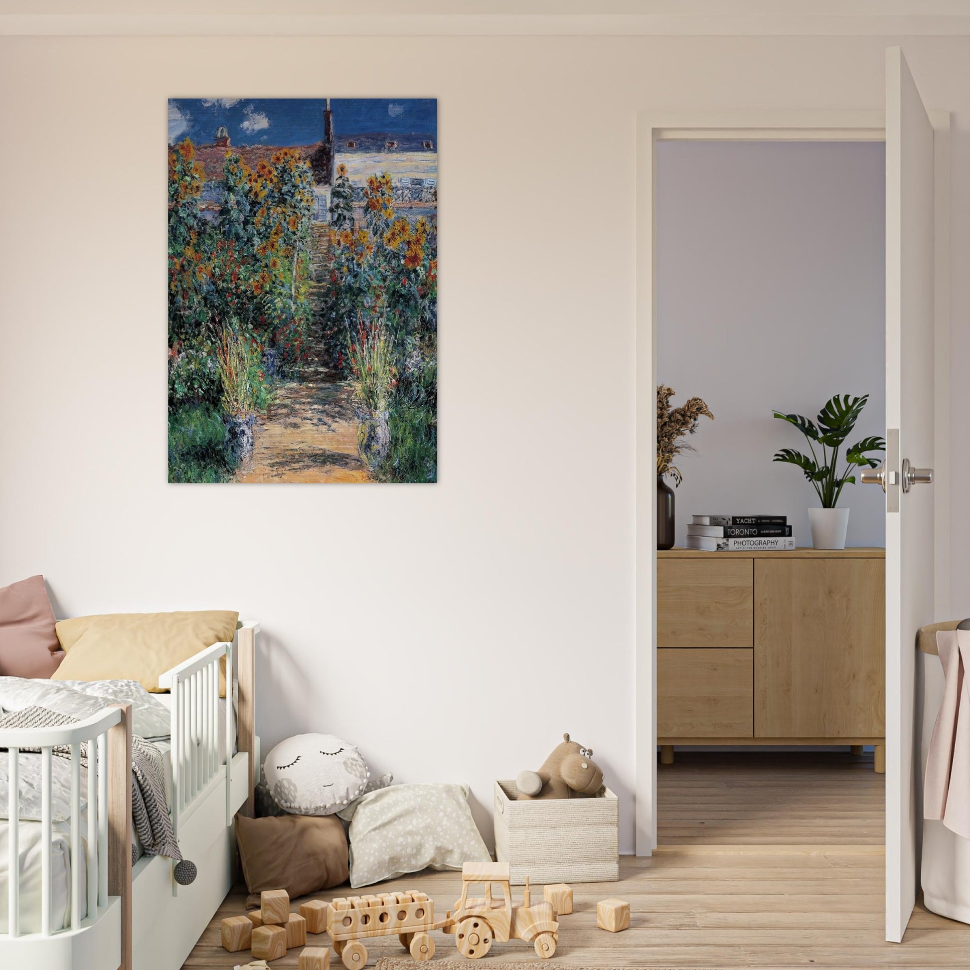 The Garden at Vetheuil - claude monet Brushed Aluminum Print - 70x100 cm / 28x40 inches | claude monet Aluminum Print | claude monet Prints