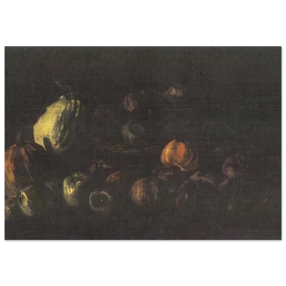 Still life with a basket of apples and two pumpkins - Vincent van Gogh Brushed Aluminum Print - 70x100 cm / 28x40 inches | Vincent van Gogh Aluminum Print | Vincent van Gogh Prints